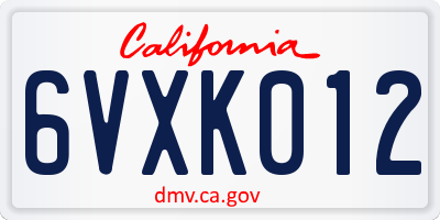 CA license plate 6VXK012