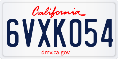 CA license plate 6VXK054