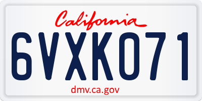CA license plate 6VXK071