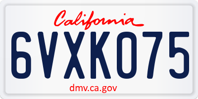 CA license plate 6VXK075
