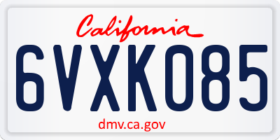 CA license plate 6VXK085