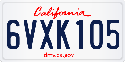 CA license plate 6VXK105