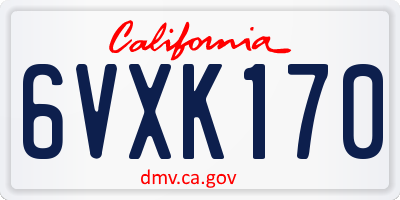 CA license plate 6VXK170