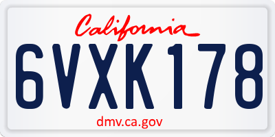 CA license plate 6VXK178