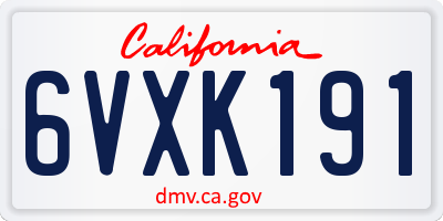 CA license plate 6VXK191