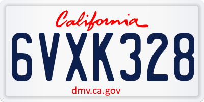 CA license plate 6VXK328