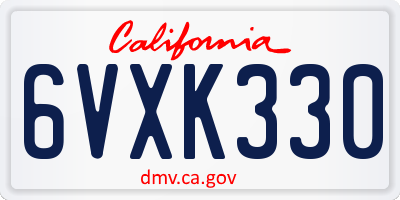 CA license plate 6VXK330