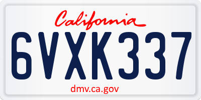 CA license plate 6VXK337
