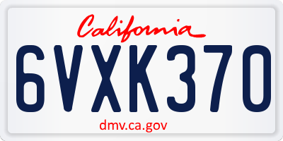 CA license plate 6VXK370