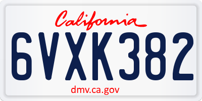 CA license plate 6VXK382