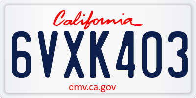 CA license plate 6VXK403
