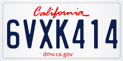 CA license plate 6VXK414