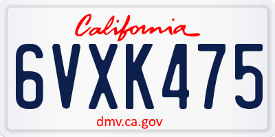 CA license plate 6VXK475