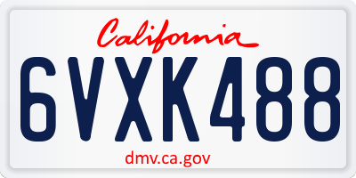CA license plate 6VXK488