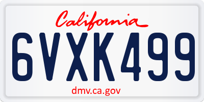 CA license plate 6VXK499