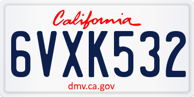 CA license plate 6VXK532