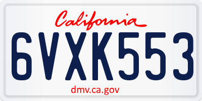CA license plate 6VXK553