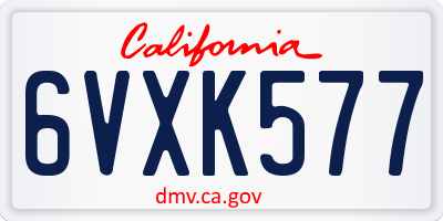 CA license plate 6VXK577