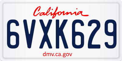 CA license plate 6VXK629