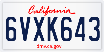 CA license plate 6VXK643