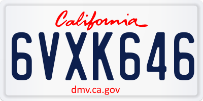 CA license plate 6VXK646