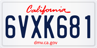 CA license plate 6VXK681