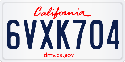 CA license plate 6VXK704