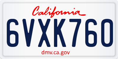 CA license plate 6VXK760