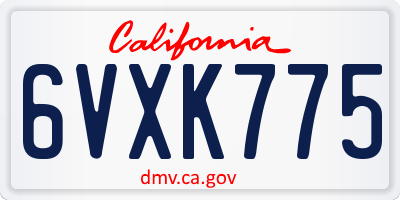 CA license plate 6VXK775