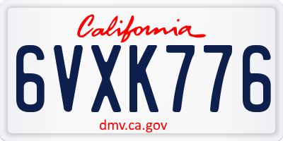 CA license plate 6VXK776