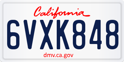 CA license plate 6VXK848