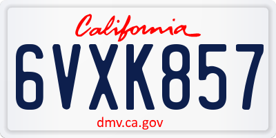 CA license plate 6VXK857