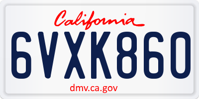 CA license plate 6VXK860
