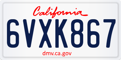 CA license plate 6VXK867