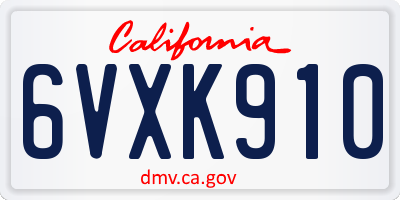 CA license plate 6VXK910