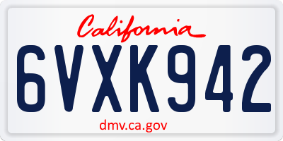 CA license plate 6VXK942