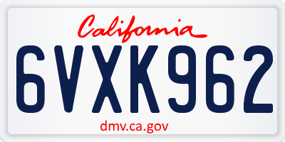 CA license plate 6VXK962