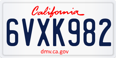 CA license plate 6VXK982