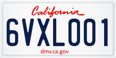 CA license plate 6VXL001