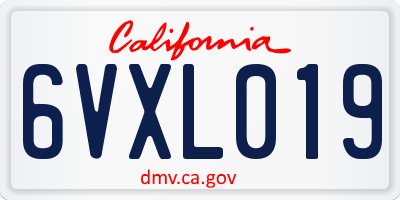CA license plate 6VXL019