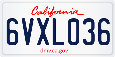 CA license plate 6VXL036