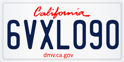 CA license plate 6VXL090
