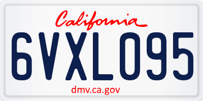 CA license plate 6VXL095