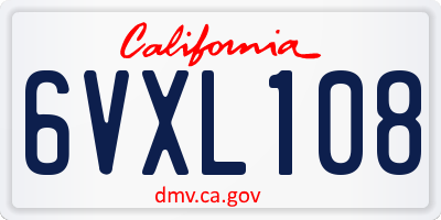 CA license plate 6VXL108