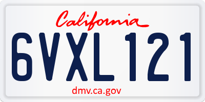 CA license plate 6VXL121