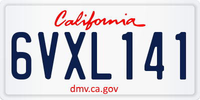 CA license plate 6VXL141