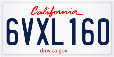 CA license plate 6VXL160