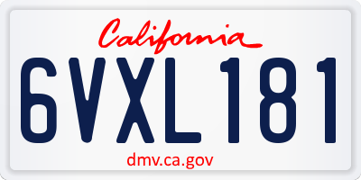 CA license plate 6VXL181