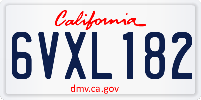 CA license plate 6VXL182