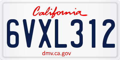 CA license plate 6VXL312
